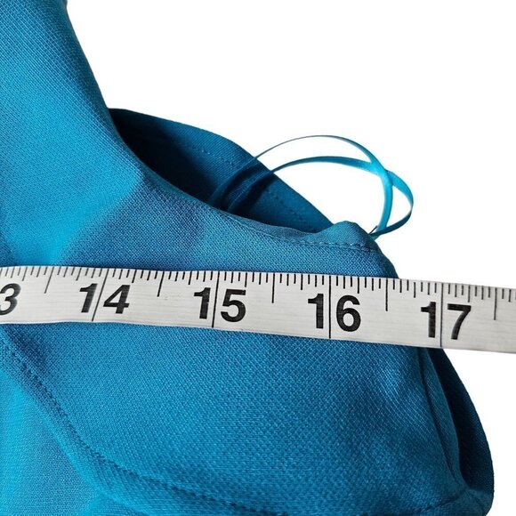 French Connection Whisper Ruth Ruffle Halter Neck Dress Mosaic BLue Women Size 8 - Picture 10 of 13